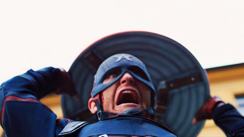 John Walker loading up a deadly strike with his shield.