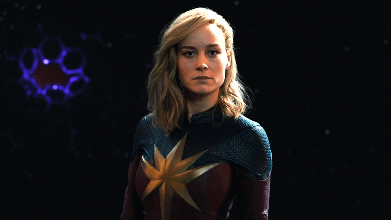 Brie Larson as Captain Marvel.