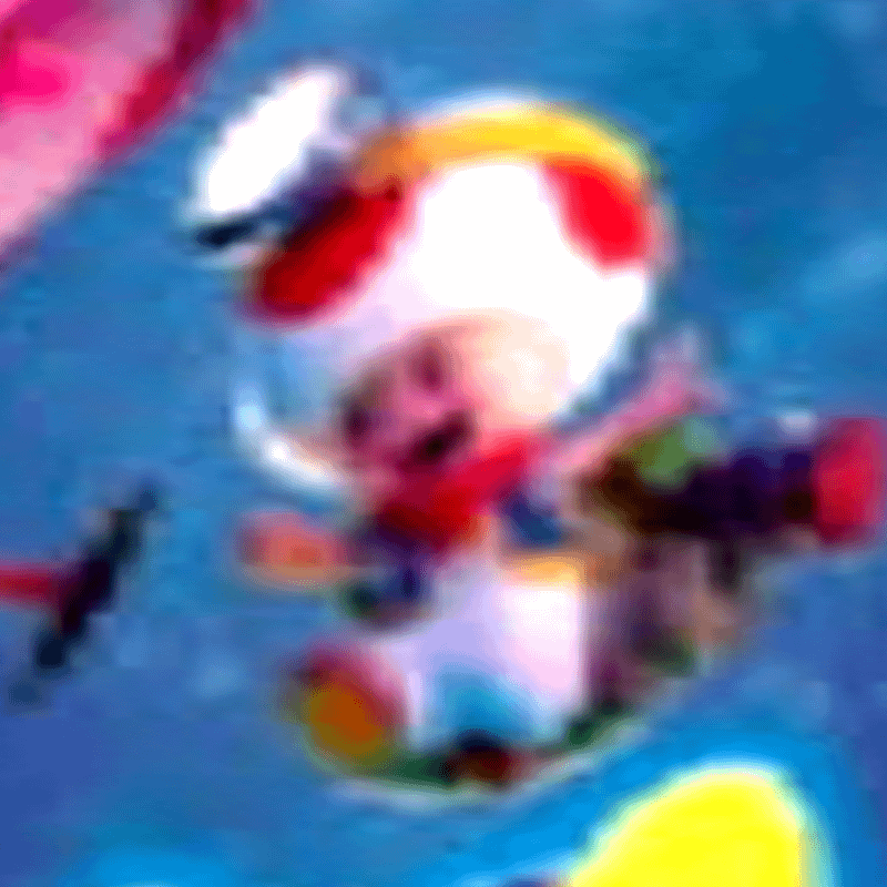 A blurry first look at Toad with his head light.