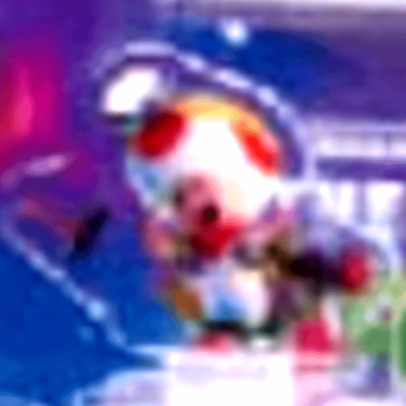 A blurry first look at Toad with his head light.