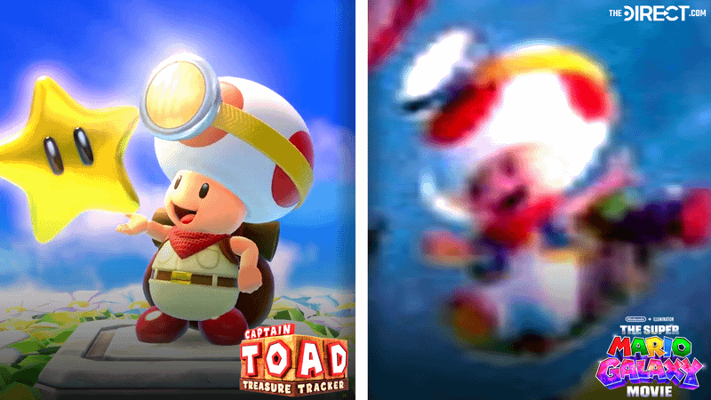 Captain Toad: Treasure Tracker and The Super Mario Galaxy Movie versions of Toad.