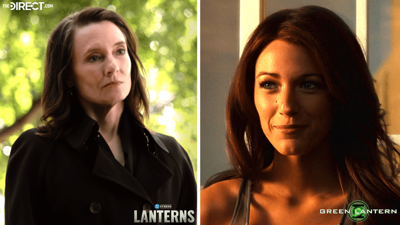 Amie Mackenzie as Carol Ferris on the left and Blake Lively as Carol Ferris on the right.