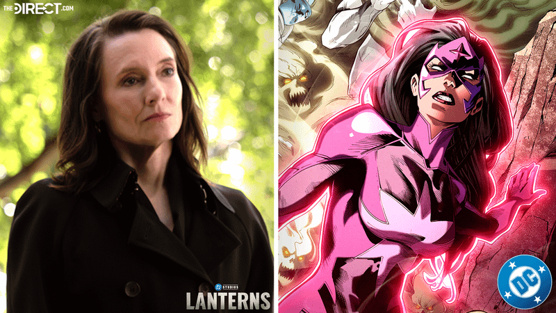 Carol Ferris in Lanterns on the left and Carol Ferris as Star Sapphire from the comics on the right.