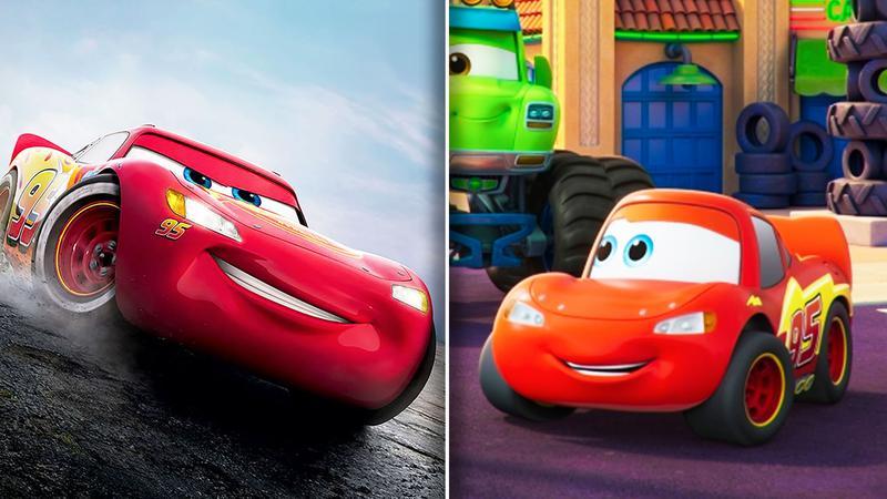 Lightning McQueen in Cars Lightning Racers First look vs Pixar movie.