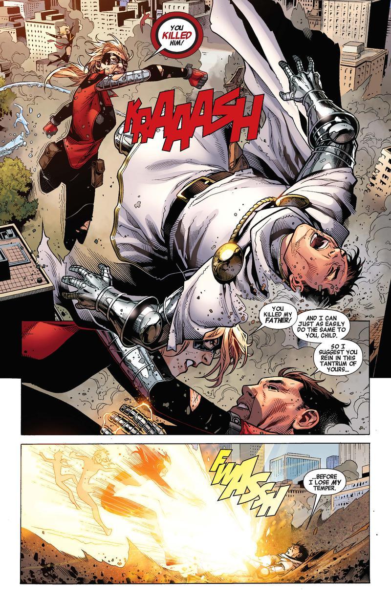 Cassie Lang fighting an empowered Doctor Doom in The Children's Crusade.