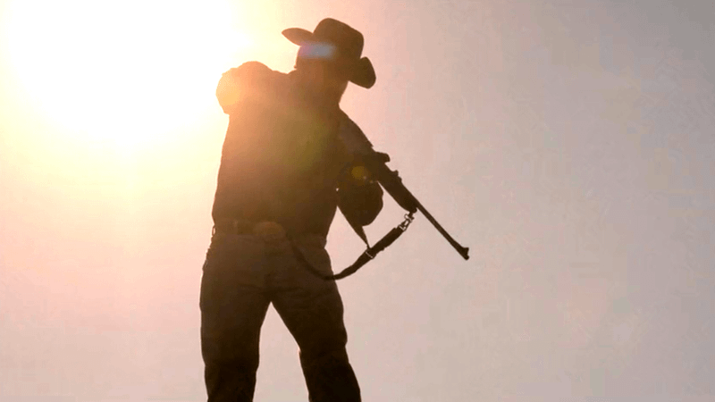 Rip shooting at the cattle in Dutton Ranch.