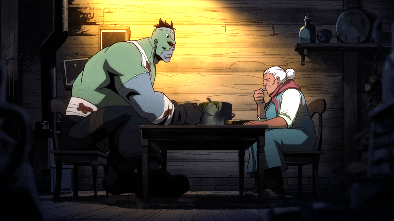 Frankenstein and old lady in 'Creature Commandos.'
