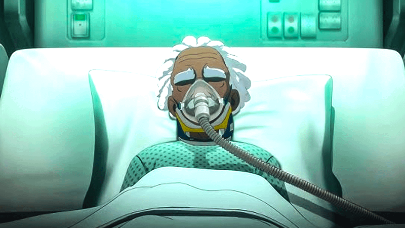 Chase in hospital bed in Dispatch