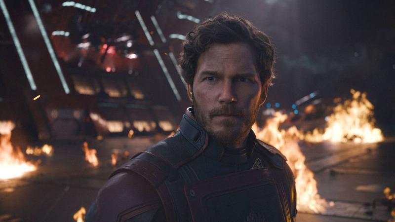 Star-Lord surrounded by fire in Guardians of the Galaxy Vol. 3.