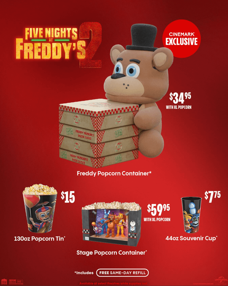FNAF 2 popcorn buckets from Cinemark