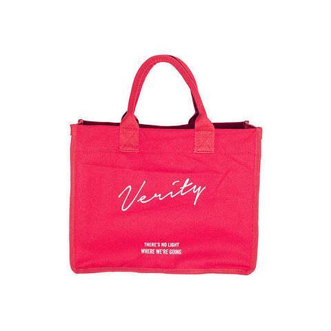The red Verity tote bag from Cinemark.