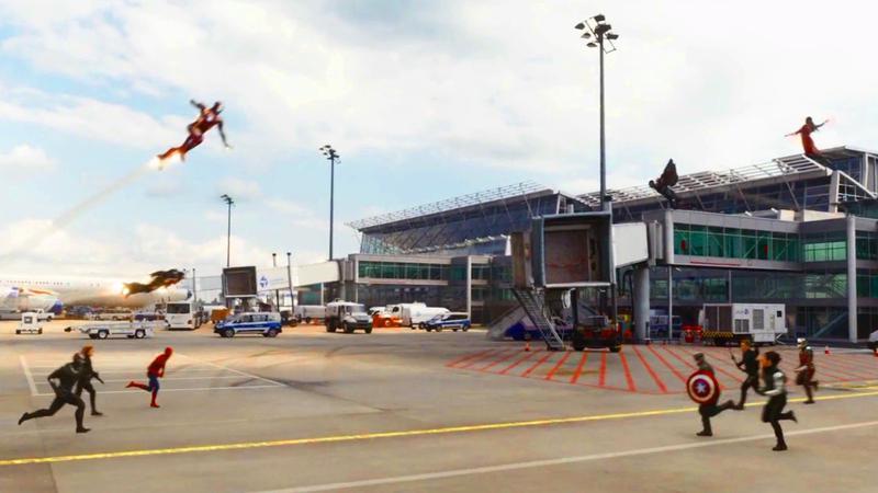 Team Iron Man and Team Captain America fighting.