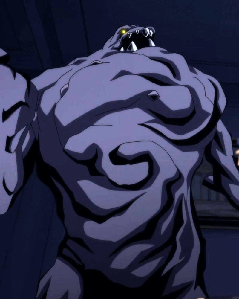 Clayface opens his moth widely as he gets into a brawl.