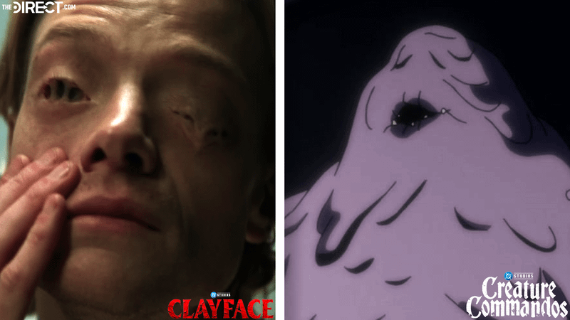 Matt Hagen in human form alongside his animated Clayface form.