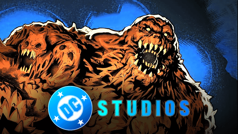 Clayface from DC Comics with DC Studios logo