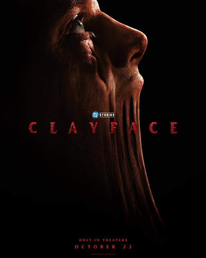 Poster for DC Studios' 'Clayface' with face stretching.
