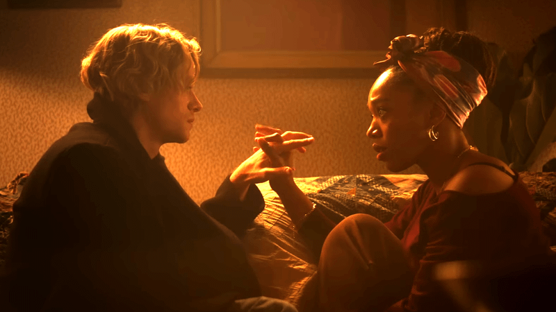 Tom Rhys Harries as Matt Hagen and Naomi Ackie as Dr. Caitlin Bates in 'Clayface.'