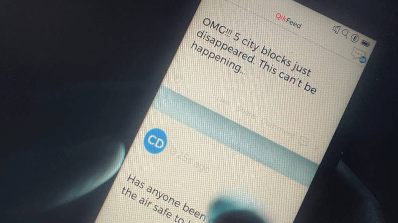 Qikfeed message in The Cloverfield Paradox.
