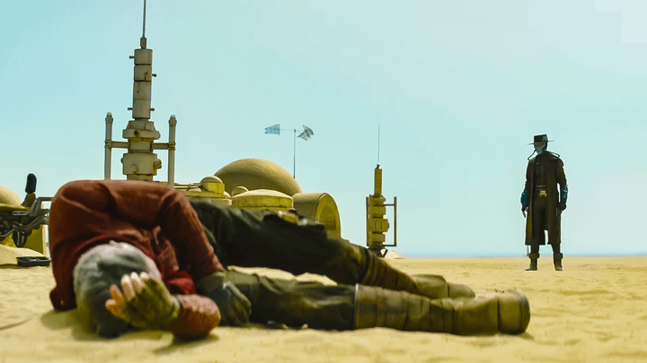 Cobb Vanth and Cad Bane duel on Tatooine