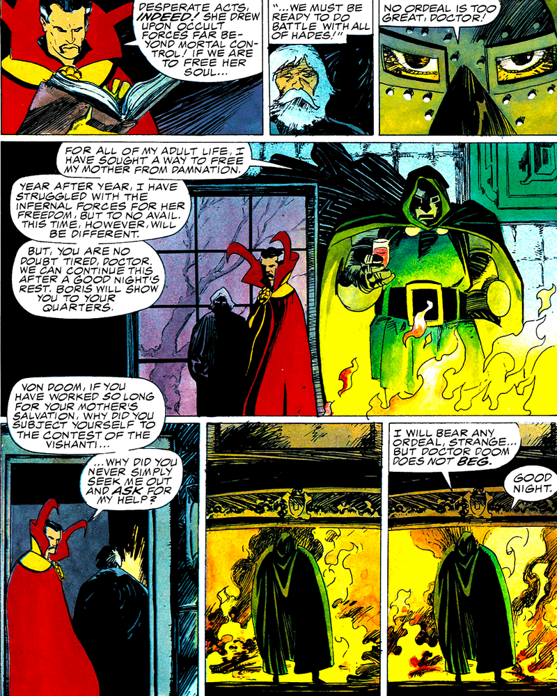 Comic panel from Doctor Strange and Doctor Doom: Triumph and Torment.