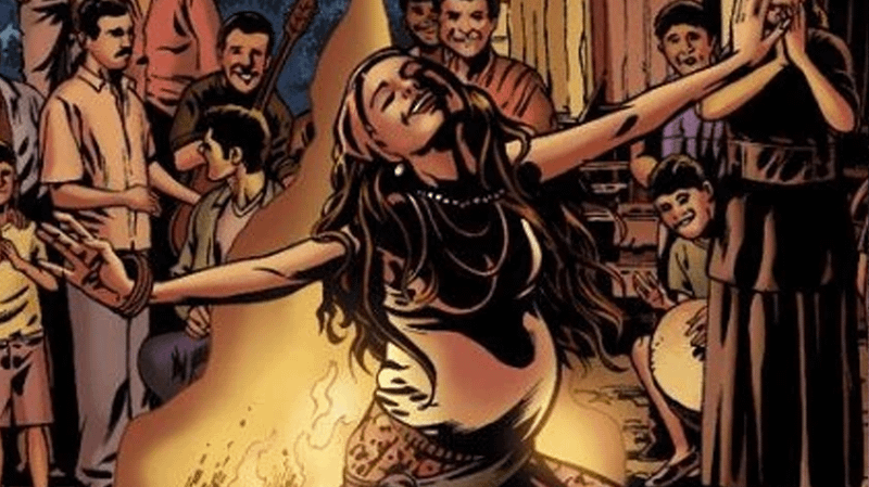 Cynthia Von Doom in Marvel Comics dancing.