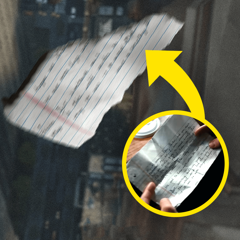A piece of the letter Peter wrote MJ in No Way Home.