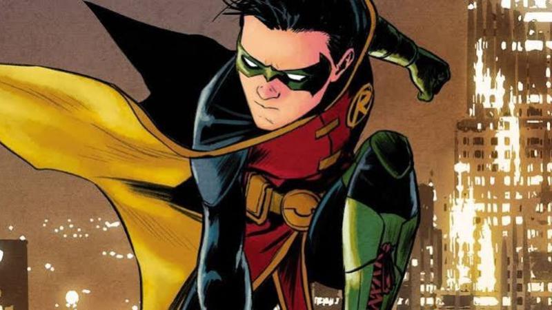 Robin hitting a superhero pose in DC Comics.