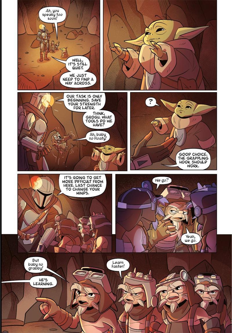 Grogu causes commotion during a mission with Din Djarin.