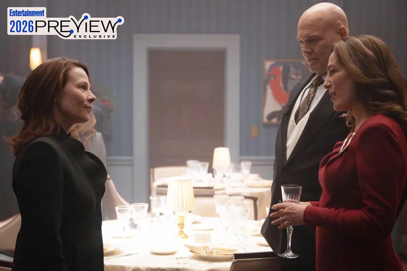 Lili Taylor, Vincent D'Onofrio as Kingpin, Ayelet Zurer as Vanessa Fisk in Daredevil: Born Again Season 2