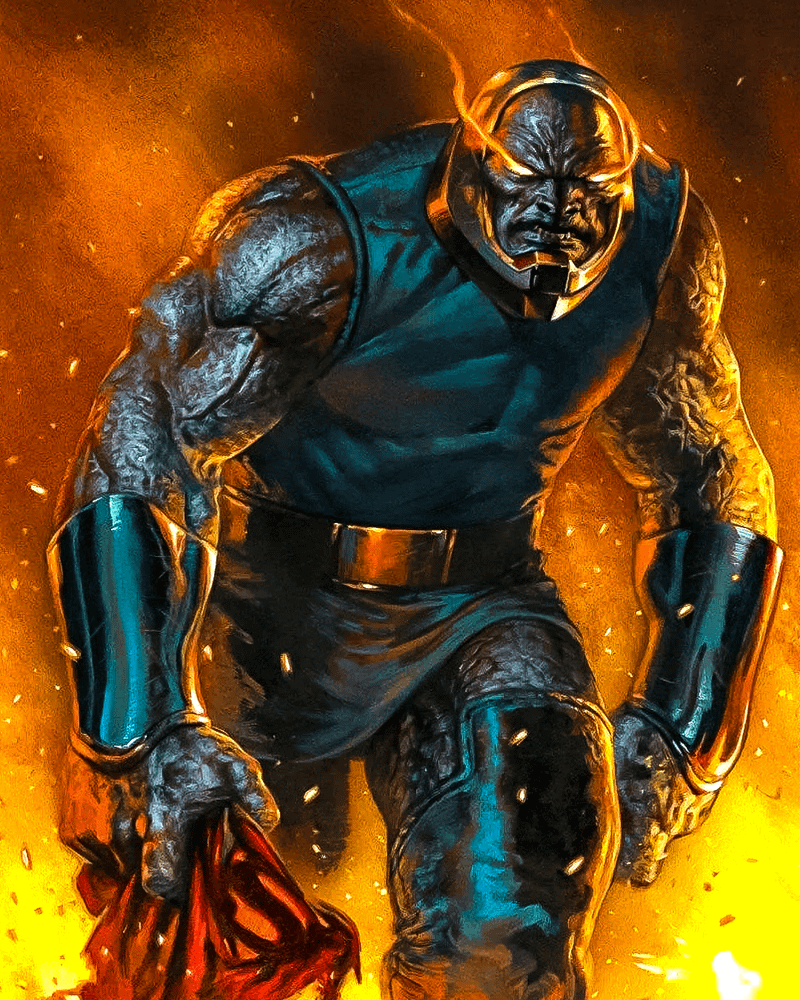 Darkseid holding a cape in DC Comics.