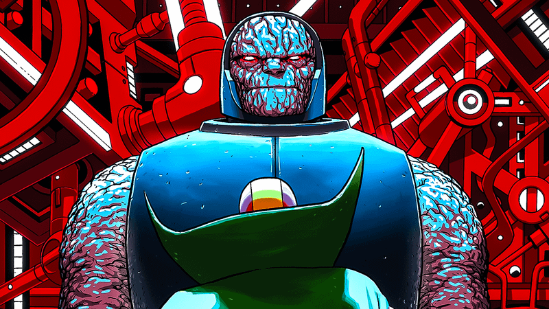 Darkseid in DC Comics panel.