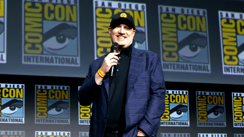 Kevin Feige on stage at San Diego Comic-Con.