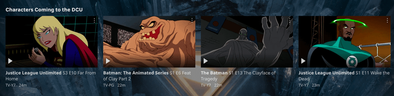 Characters Coming to the DCU section on HBO Max