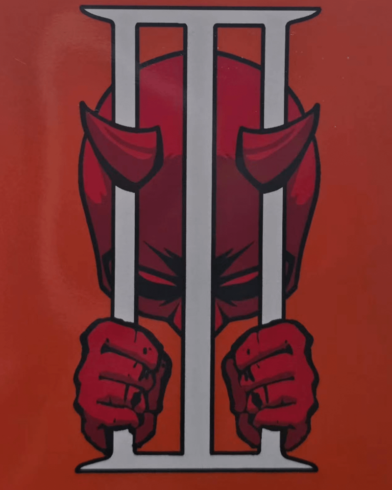 Daredevil Born Again Season 3, roman numerals prison logo.