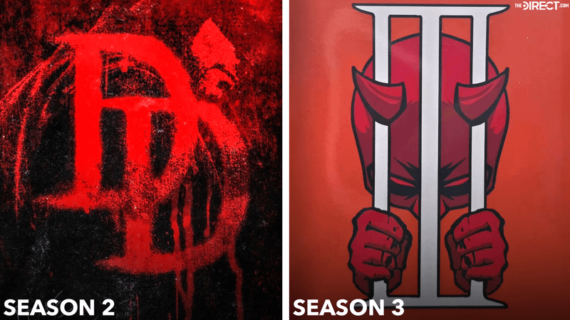 Daredevil Born Again Season 2 vs Season 3 logo.