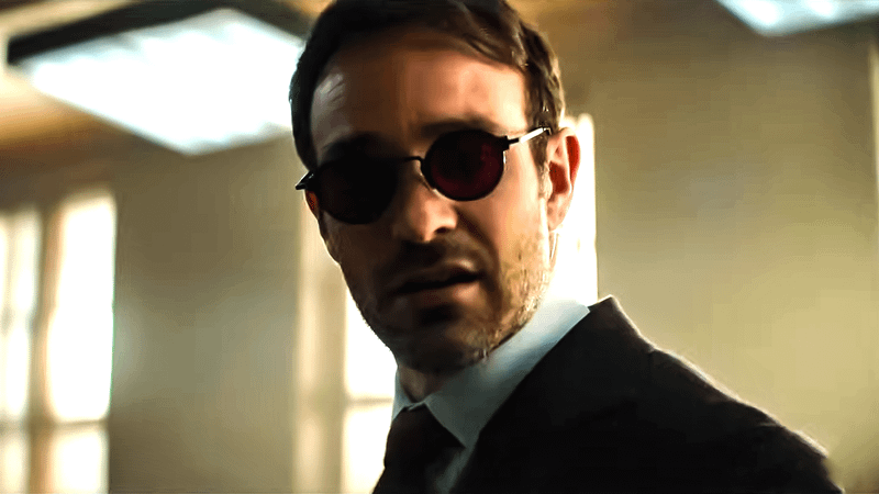 Charlie Cox as Matt Murdock looking at someone in Daredevil: Born Again.