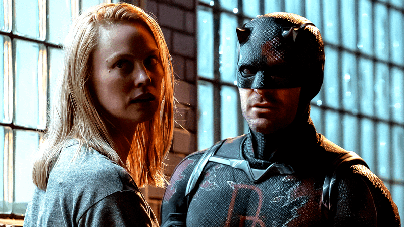 Deborah Ann Woll as Karen Page and Charlie Cox as Daredevil in 'Daredevil: Born Again' Season 2.
