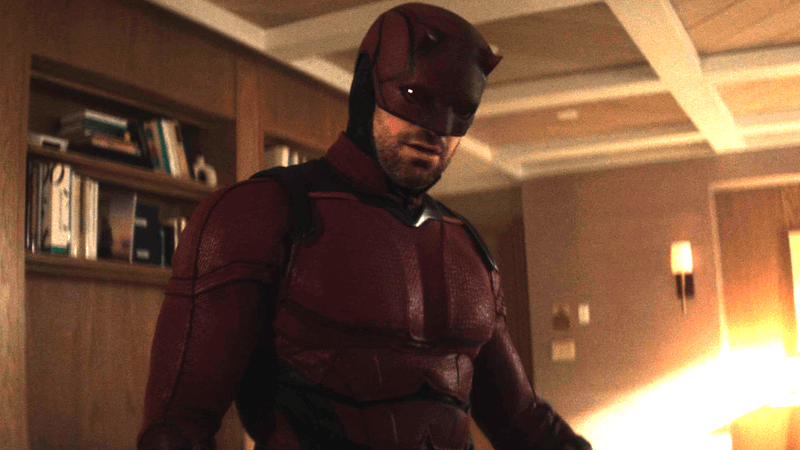 Charlie Cox as Matt Murdock in the Daredevil suit in Daredevil: Born Again