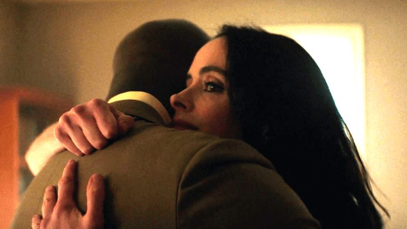Luke Cage hugging Jessica Jones in Daredevil: Born Again Season 2 finale.