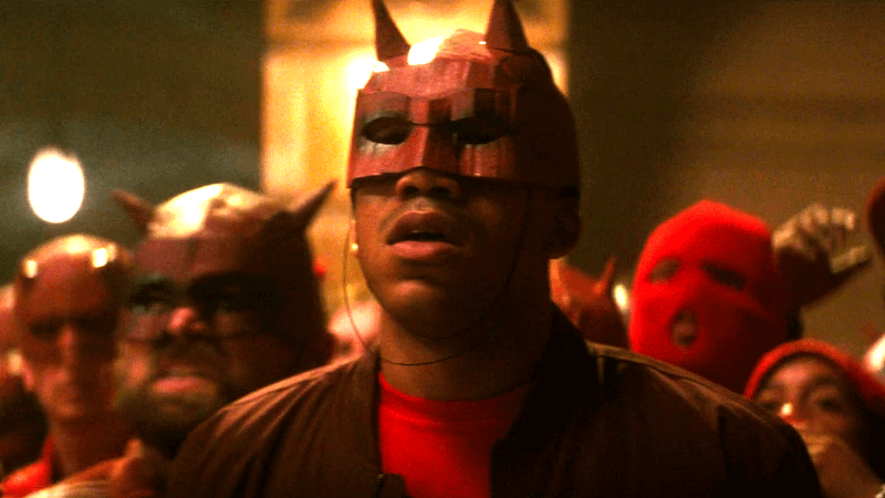 Man wearing red Daredevil mask in Born Again Season 2 finale.