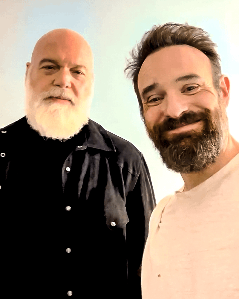 Vincent D'Onofrio and Charlie Cox show off their huge beards.