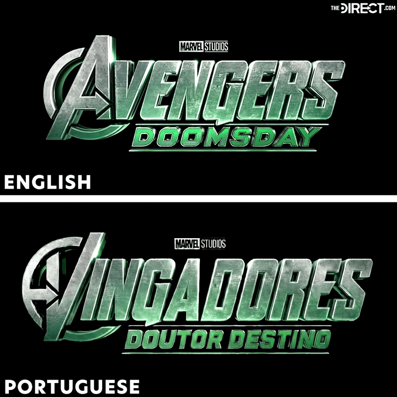 internatuonal Avengers: Doomsday title card next to English Avengers: Doomsday title card