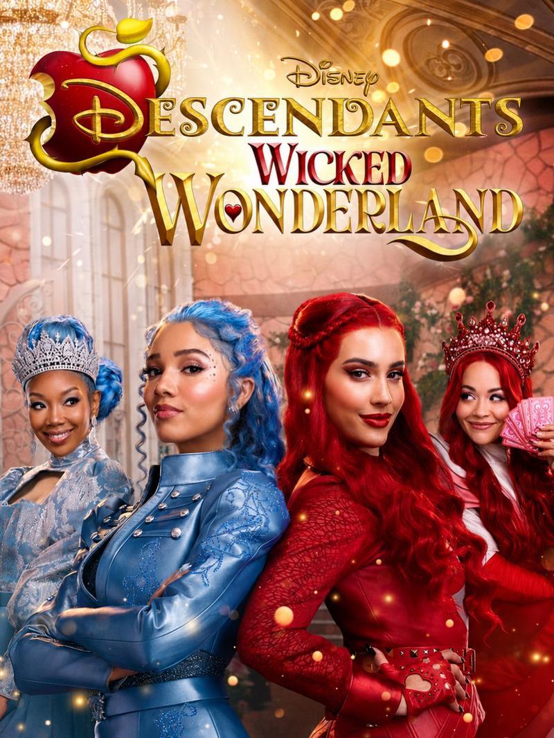 Brandy's Cinderella, Kylie Cantrall's Red, Malia Baker's Chloe Charming, and Rita Ora's Queen of Hearts in Descendants: Wicked Wonderland.