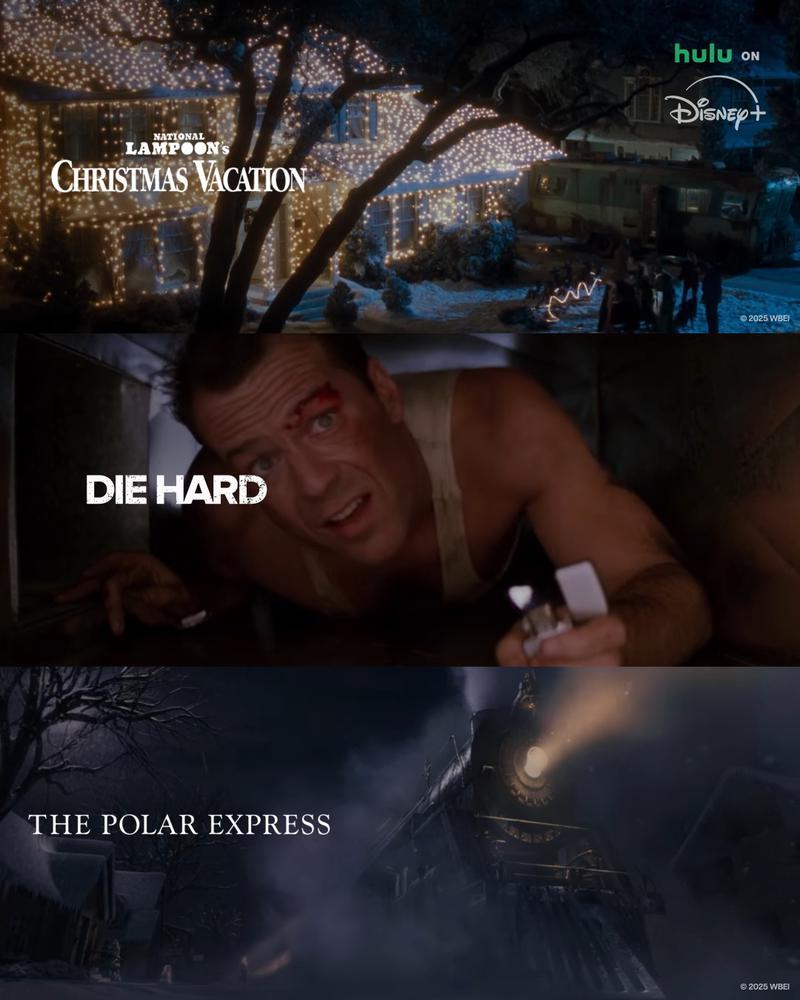 Christmas Vacation, Die Hard, & The Polar Express marketed on DIsney+.