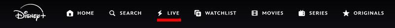 Disney+'s new Live tab