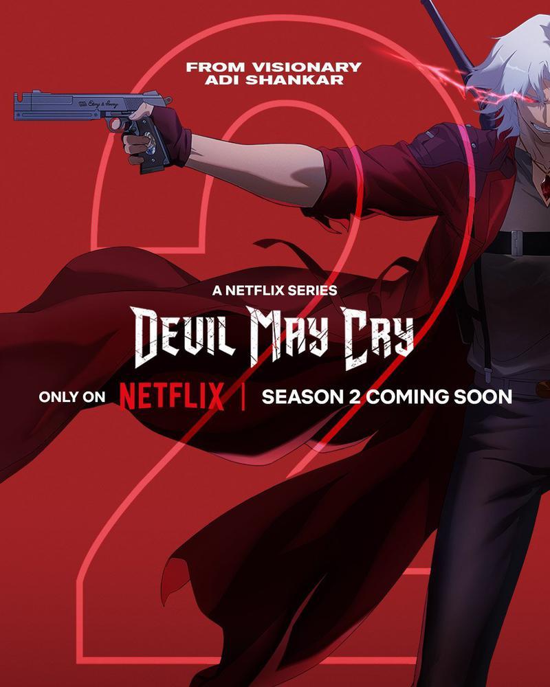 Devil May Cry Season 2 poster featuring Dante holding out a gun