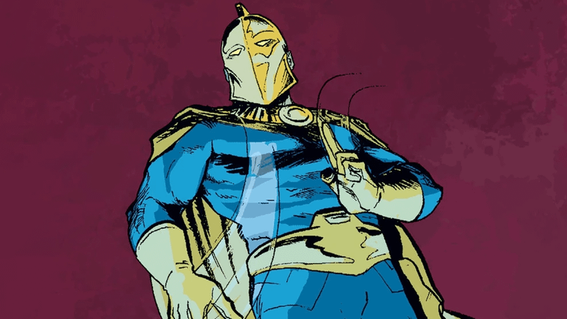 Kent Nelson's Doctor Fate wearing the helmet.