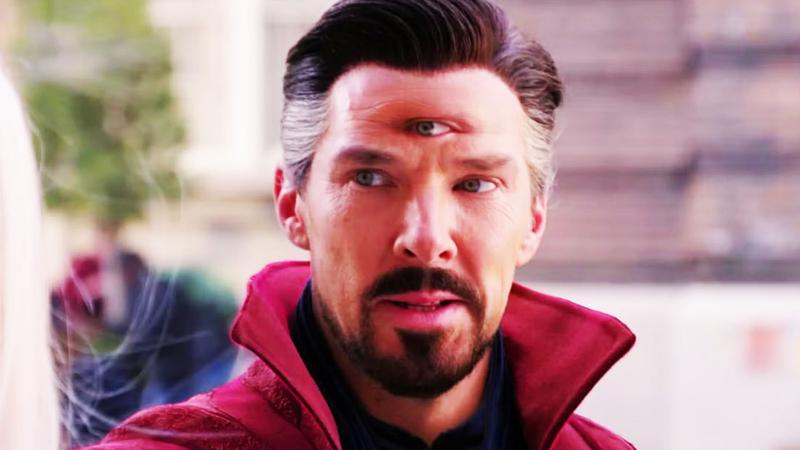Benedict Cumberbatch as Doctor Strange with three eyes in Doctor Strange in the Multiverse of Madness.