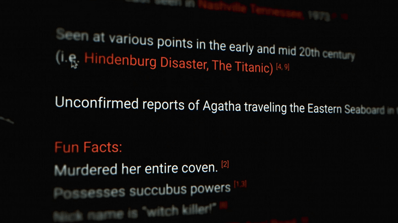 Research of Agatha's travels in the MCU.