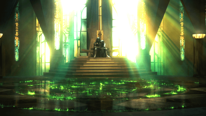 Doctor Doom sitting on his throne.